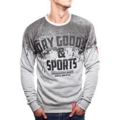 Bluza męska z nadrukiem szara Recea. Szare bluzy męskie Recea, xl, z nadrukiem, z bawełny, z kapturem, bez rękawów, bez kaptura. Za 49,00 zł.