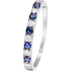 Złoty pierścionek z diamentami i szafirami. Szare pierścionki damskie Diamond & Co, z szafirem, złote. W wyprzedaży za 615,95 zł.