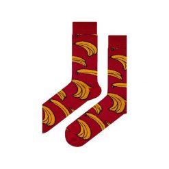 Czerwone skarpetki w banany. Czerwone skarpetki męskie Em men's accessories, z bawełny. Za 29,99 zł.