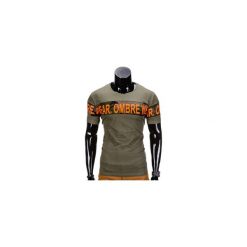 T-SHIRT MĘSKI Z NADRUKIEM S842 - KHAKI. Brązowe t-shirty męskie z nadrukiem Ombre Clothing, m. Za 29,00 zł.