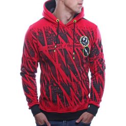 Bluza męska z kapturem czerwona Recea. Czerwone bluzy męskie Recea, xl, bez wzorów, z bawełny, z kapturem, bez rękawów, z kapturem. Za 57,90 zł.