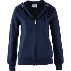 Bluza rozpinana bonprix ciemnoniebieski. Niebieskie bluzy rozpinane damskie bonprix, w paski, z kapturem. Za 59,99 zł.