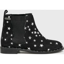 Pepe Jeans - Buty dziecięce Mika Chelsea. Czarne botki dziewczęce z okrągłym noskiem. W wyprzedaży za 199,90 zł.