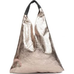 Shopper bag damskie: Skórzana torebka w kolorze złotym – (D)46 x (S)37 cm