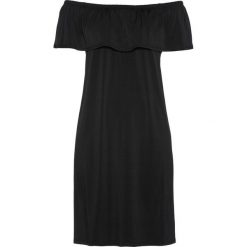 Sukienka shirtowa bonprix czarny. Czarne sukienki damskie bonprix, bez wzorów, bez kołnierzyka, bez rękawów. Za 79,99 zł.