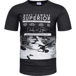 Koszulka męska t-shirt z nadrukiem czarny Recea. Czarne koszulki męskie Recea, xl, z nadrukiem, z bawełny, klasyczne, z klasycznym kołnierzykiem. Za 19,99 zł.