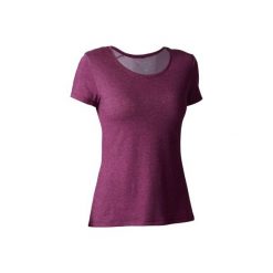 Koszulka krótki rękaw Regular Gym & Pilates 500 damska. Fioletowe bluzki sportowe damskie DOMYOS, xl, z bawełny. Za 19,99 zł.