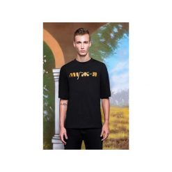 T-shirt ze złotym haftem. Brązowe t-shirty męskie marki Reserved, l, ze stójką. Za 199,00 zł.