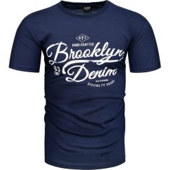 Koszulka męska t-shirt z nadrukiem granatowy Recea. Niebieskie koszulki męskie Recea, xl, z nadrukiem, z bawełny, klasyczne, z klasycznym kołnierzykiem. Za 19,99 zł.