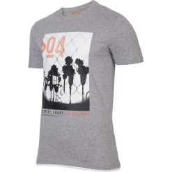 T-shirt męski TSM004 - chłodny jasny szar. Szare koszulki męskie marki 4f, m, bez wzorów, z bawełny, bez kołnierzyka, krótkie. W wyprzedaży za 34,99 zł.