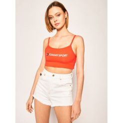 Biustonosz top Tommy Sport Co/El Low S10S100450. Czerwone topy damskie Tommy Sport, s, bez wzorów, z elastanu, bez rękawów. W wyprzedaży za 119,00 zł.