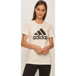 Adidas Performance - T-shirt. Białe topy damskie adidas Performance, s, z nadrukiem, z bawełny, casualowe, z okrągłym kołnierzem. Za 99,90 zł.