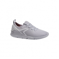 Buty damskie do szybkiego marszu PW 100 szare. Szare buty do fitnessu damskie marki NEWFEEL, z poliesteru. Za 49,99 zł.