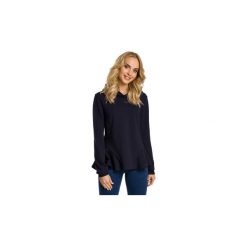 Bluzy Moe M345 Bluza z kapturem i ozdobnymi falbankami po bokach. Czarne bluzy damskie Moe, s, bez wzorów, bez rękawów, z kapturem. Za 99,00 zł.