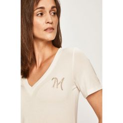 Morgan - T-shirt. Białe bluzki damskie Morgan, s, z aplikacjami, z elastanu, bez kołnierzyka. Za 129,90 zł.