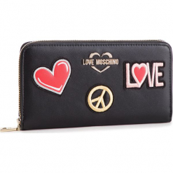 Duży Portfel Damski LOVE MOSCHINO - JC5604PP17LJ0000 Nero. Czarne portfele damskie marki Love Moschino, ze skóry ekologicznej. Za 429,00 zł.