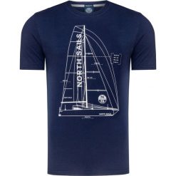 T-shirt NORTH SAILS. Niebieskie t-shirty męskie North Sails, z nadrukiem, z bawełny, z okrągłym kołnierzem. Za 180,00 zł.