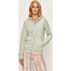 Adidas - Bluza. Zielone bluzy damskie Adidas, s, z nadrukiem, z bawełny, bez rękawów, z kapturem. Za 199,90 zł.