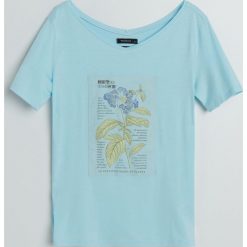T-shirt z bawełny i modalu -. T-shirty damskie Reserved, s, bez wzorów, z bawełny, bez kołnierzyka. W wyprzedaży za 29,99 zł.
