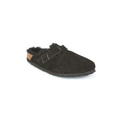 Chodaki Birkenstock BOSTON. Czarne klapki damskie Birkenstock, bez wzorów, bez obcasa. Za 455,20 zł.