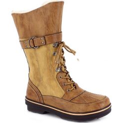 Kozaki "Maevane" w kolorze beżowym. Brązowe buty zimowe damskie Kimberfeel. W wyprzedaży za 367,95 zł.