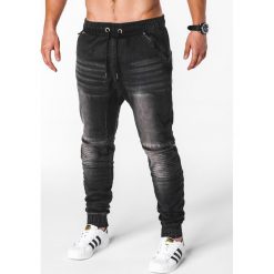 Joggery męskie: SPODNIE MĘSKIE JEANSOWE JOGGERY P651 – CZARNE