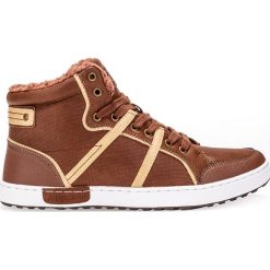 Trampki męskie: BUTY MĘSKIE TRAMPKI WYSOKIE T184 – BRĄZOWE