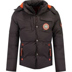 Kurtka zimowa w kolorze antracytowym. Szare płaszcze męskie Canadian Peak, na zimę, xl, z aplikacjami, bez kaptura. W wyprzedaży za 327,95 zł.