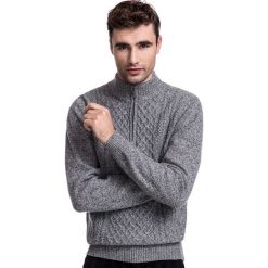 Sweter PATRIZIO SWPR000342. Szare swetry męskie Giacomo Conti, m, bez wzorów, ze splotem, bez kołnierzyka, bez kaptura. Za 349,00 zł.