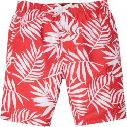Bermudy plażowe z nadrukiem bonprix koralowo-biały z nadrukiem. Czerwone spodenki i szorty męskie bonprix, na plażę, s, z nadrukiem. Za 59,99 zł.