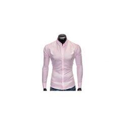 KOSZULA MĘSKA Z DŁUGIM RĘKAWEM K404 - RÓŻOWA. Czerwone koszule męskie na spinki Ombre Clothing, m, z kontrastowym kołnierzykiem, z długim rękawem. Za 49,00 zł.