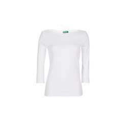 T-shirty z długim rękawem Benetton PLIFOU. Białe t-shirty damskie Benetton, xs, bez wzorów, bez kołnierzyka. Za 89,00 zł.