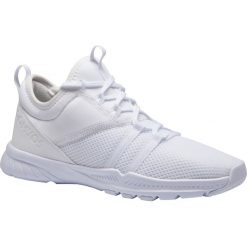 Buty fitness 120 damskie. Różowe buty sportowe damskie DOMYOS, bez wzorów, z poliesteru, na fitness i siłownię. Za 99,99 zł.