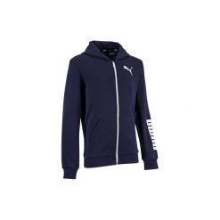 Bluza na zamek z kapturem. Niebieskie bluzy męskie Puma, bez wzorów, z bawełny, z kapturem, bez rękawów, z kapturem. Za 89,99 zł.