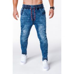 Joggery męskie: SPODNIE MĘSKIE JEANSOWE JOGGERY P650 – NIEBIESKIE