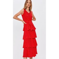 Answear Lab - Sukienka. Czerwone sukienki damskie Answear Lab, na co dzień, s, w grochy, z wiskozy, casualowe, bez kołnierzyka, bez rękawów, maxi, proste. Za 189,90 zł.