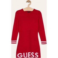 Guess Jeans - Sukienka dziecięca 118-175 cm. Czarne sukienki dziewczęce Guess Jeans, z nadrukiem, z bawełny, casualowe, z długim rękawem, długie, maxi, proste. W wyprzedaży za 139,90 zł.