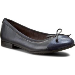 Baleriny TAMARIS - 1-22110-27 Navy/Metallic 851. Niebieskie baleriny damskie Tamaris, bez wzorów, ze skóry, bez obcasa. W wyprzedaży za 179,00 zł.