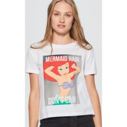 Koszulka ARIELKA - Biały. Białe t-shirty damskie Cropp, l. Za 49,99 zł.