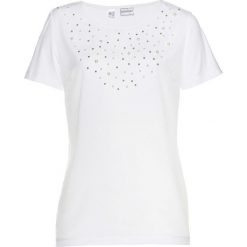 Bluzki damskie: Bluzka shirtowa z perełkami bonprix biały