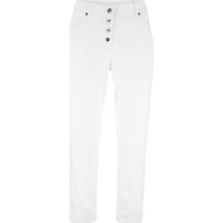 Spodnie chino "papertouch" 7/8, WIDE bonprix biały. Białe spodnie damskie bonprix, bez wzorów. Za 89,99 zł.