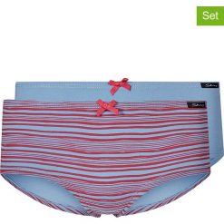 Pełne figi (2 pary) w kolorze błękitnym i czerwonym. Czerwone majtki dziewczęce Skiny Girls. W wyprzedaży za 35,95 zł.