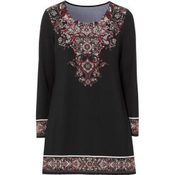 Cellbes Tunika czarny we wzory female czarny/ze wzorem 34/36. Czarne tuniki damskie Cellbes, na co dzień, bez wzorów, z dżerseju, eleganckie, z okrągłym kołnierzem, z długim rękawem. W wyprzedaży za 44,00 zł.