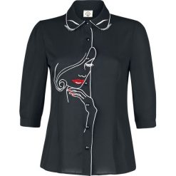 Bluzki asymetryczne: Dancing Days Rockabilly Langarmbluse Bluzka czarny