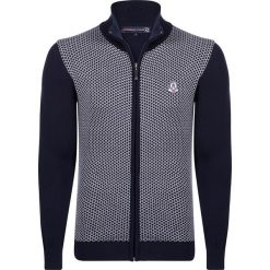 Golfy męskie: Sweter rozpinany w kolorze granatowo-białym