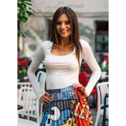 BLUZKA BASIC MARCELLA WHITE - UNI. Białe bluzki damskie Fanaberia.com, bez wzorów, z materiału, bez kołnierzyka, z długim rękawem. Za 49,90 zł.