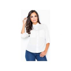 Koszula384 Ecru. Brązowe koszule damskie FIGL, xl, bez wzorów, klasyczne, z klasycznym kołnierzykiem, z długim rękawem. Za 99,00 zł.