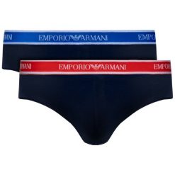 Komplet 2 par slipów Emporio Armani Underwear 111733 9P717 27435. Niebieskie slipy męskie Emporio Armani Underwear, m, bez wzorów, z elastanu. W wyprzedaży za 109,00 zł.