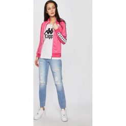 Kappa - Top. Białe bluzki damskie Kappa, s, z nadrukiem, z bawełny, casualowe, z okrągłym kołnierzem, z krótkim rękawem. W wyprzedaży za 49,90 zł.