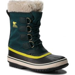 Śniegowce SOREL - Winter Carnival NL1495 Dark Seas 375. Zielone śniegowce damskie marki Sorel, na zimę, ze skóry. W wyprzedaży za 339,00 zł.
